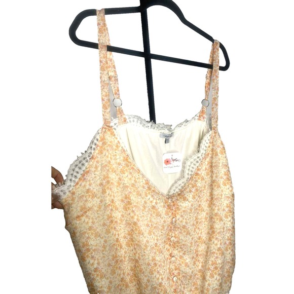 White Birch Womens orange floral Lace Body Suit Top Size 3X peasant‎ cottagecore - Picture 2 of 10
